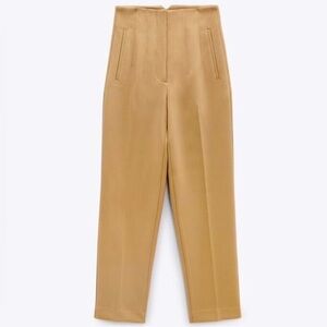 Zara Camel High Waist Trousers | Workwear Neutral Pants Size M